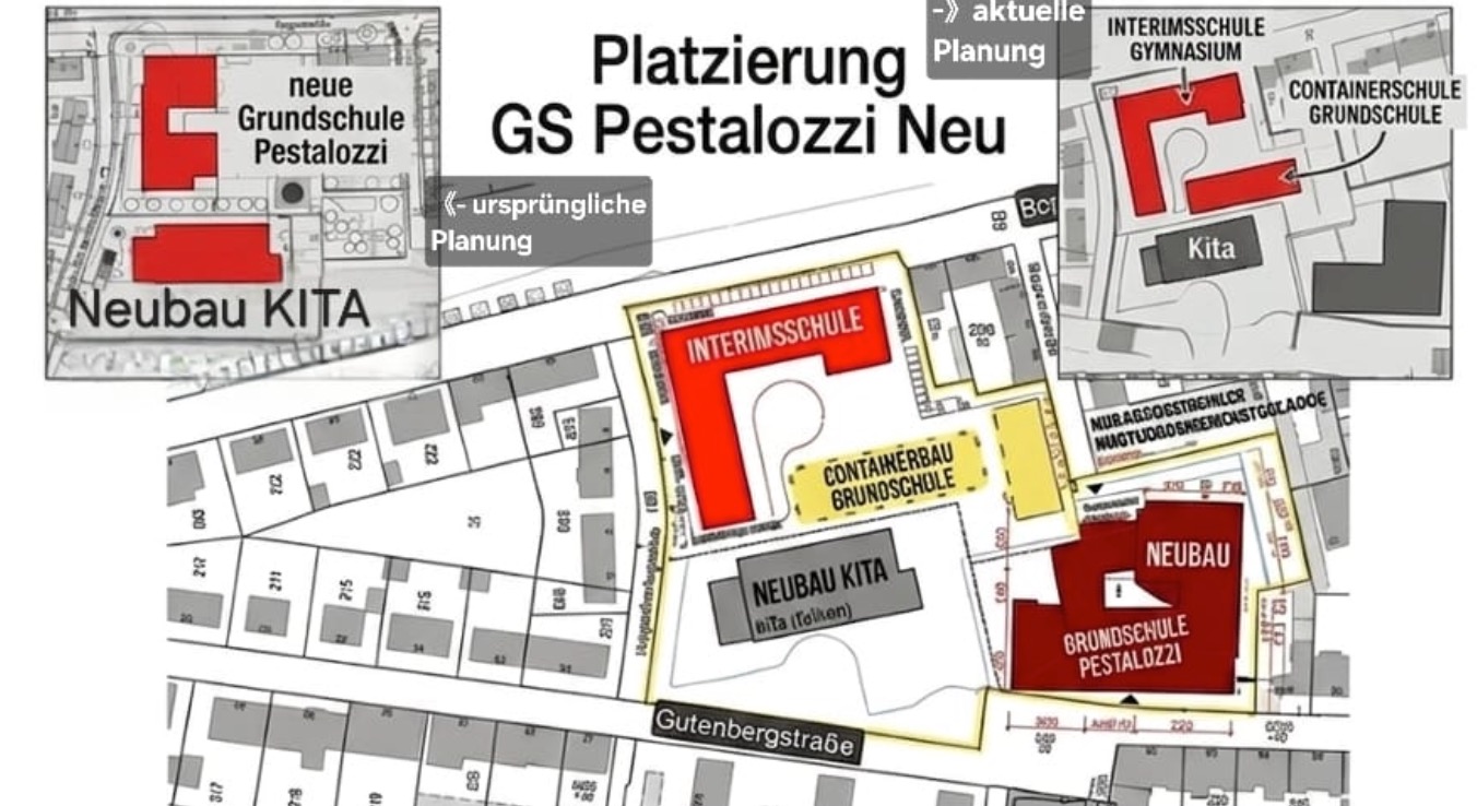 Lageplan der geplanten Schulanlage in der Goldgrube